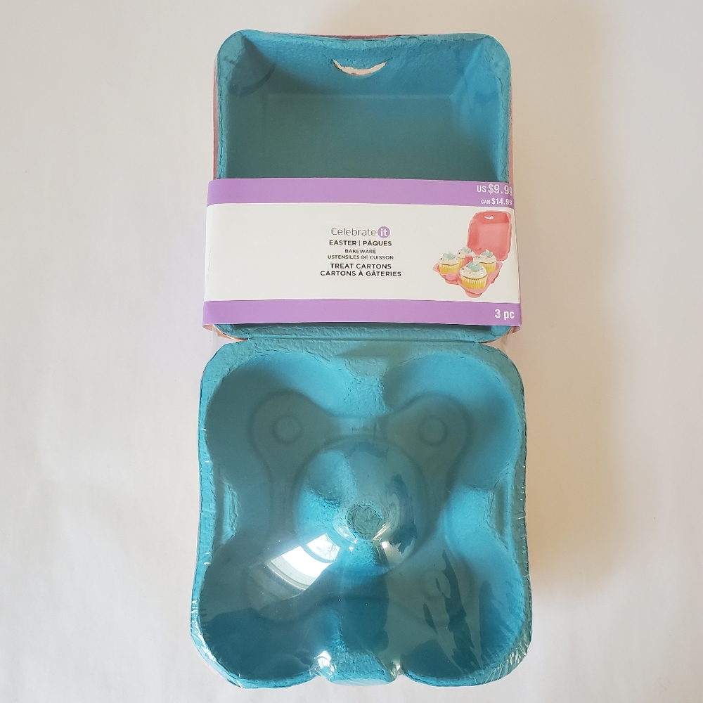 Celebrate It Bright Teal Egg-Shaped Treat Carton Set - 3 Pack